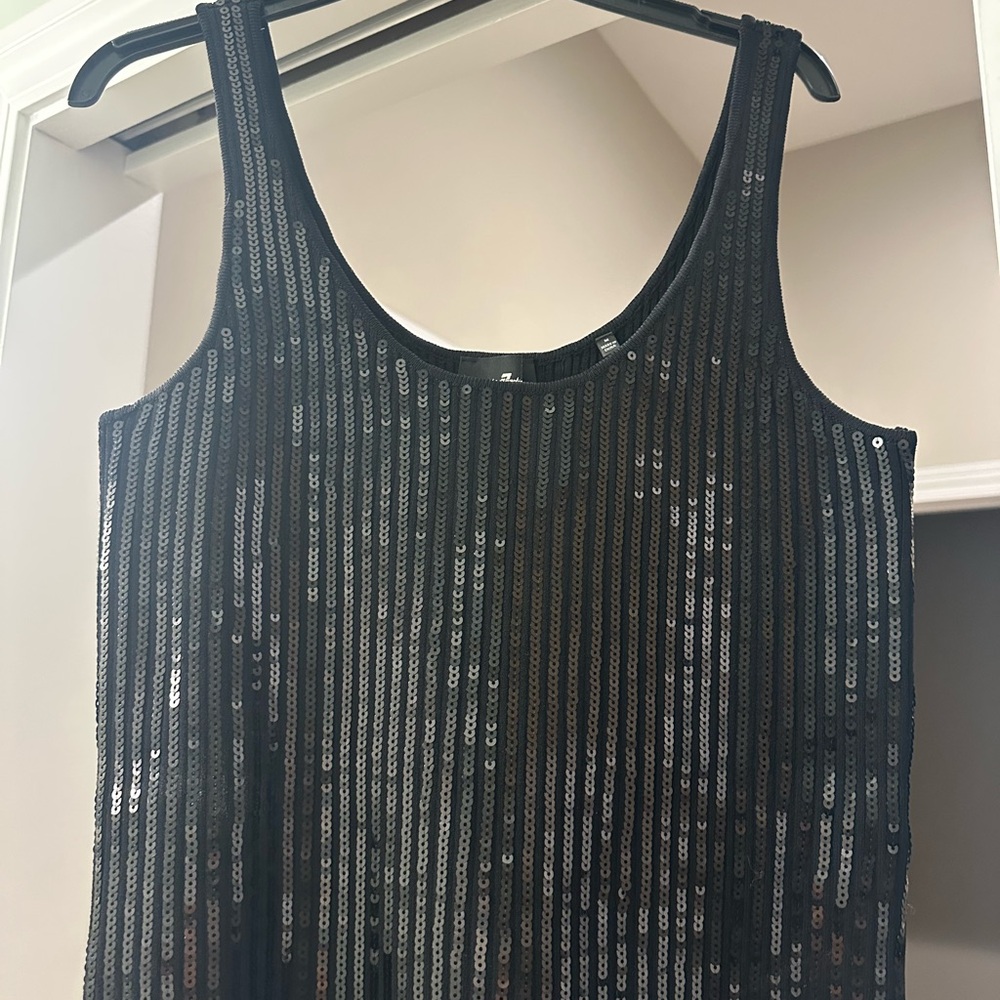7 For All Mankind Black Sequin Top